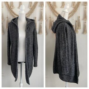 Athleta Mill Valley hoodie wrap cardigan boucle sweater duster soft black grey